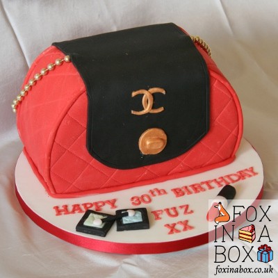 30th birthday novelty cake: Chanel handbag