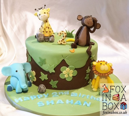 animal figurines cake