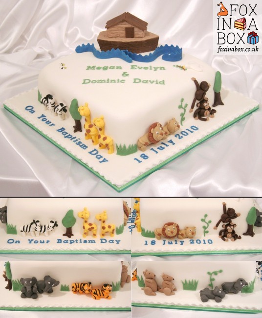 Christening cake: Noah's Ark and animals
