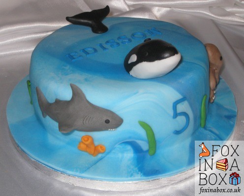 Sea creatures cake - shark, whale and octopus