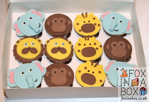 Zoo animals cupcakes - monkeys, elephants, giraffes